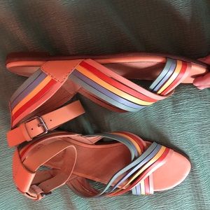 Rainbow+tan gladiator sandals Madewell-Never worn
